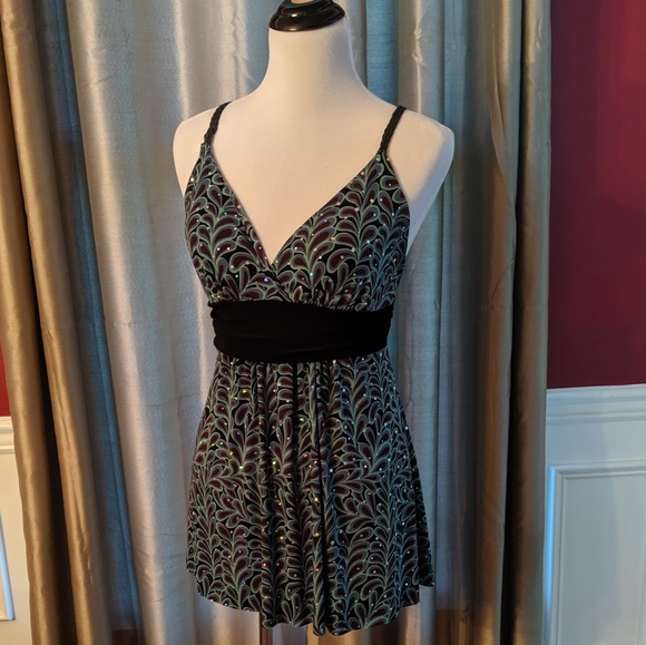 Deep V-Neck Sparkly Baby Doll Top - Picture 1 of 7